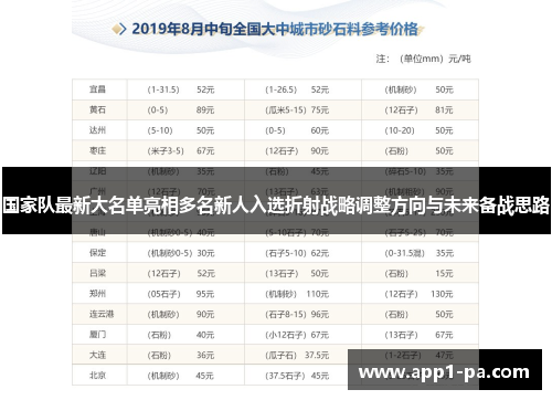 国家队最新大名单亮相多名新人入选折射战略调整方向与未来备战思路